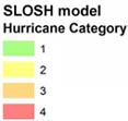 Key to SLOSH model: Hurricane Categories.