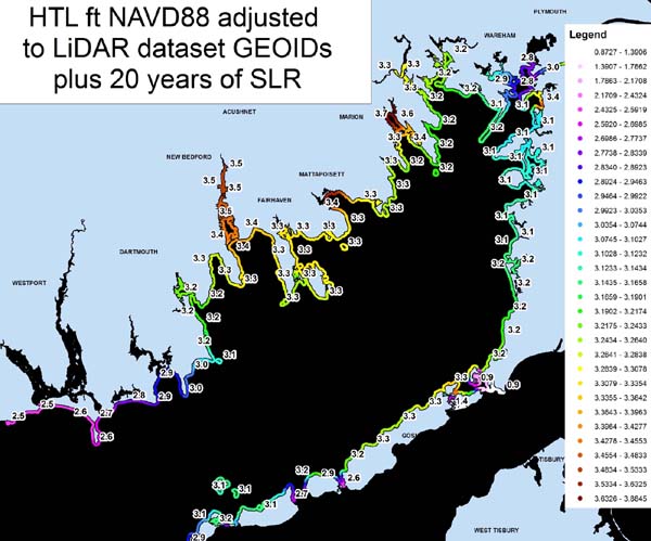 HTL elevations around Buzzards Bay HTL elevations around Buzzards Bay